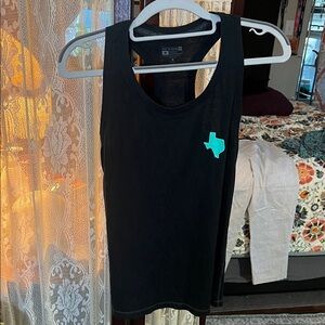 Black Tank Top with Teal Texas Detail